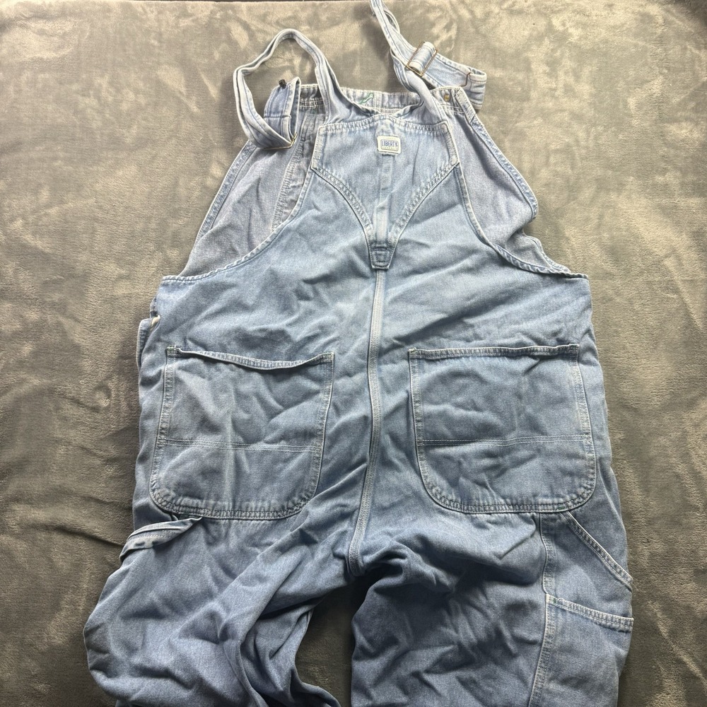 Vintage Liberty Overalls Mens 42x30 Blue Denim Bibs Work Farm Retro USA Made - Picture 8 of 8